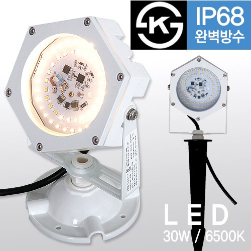 육각투광기 화이트 LED30W IP68완벽방수